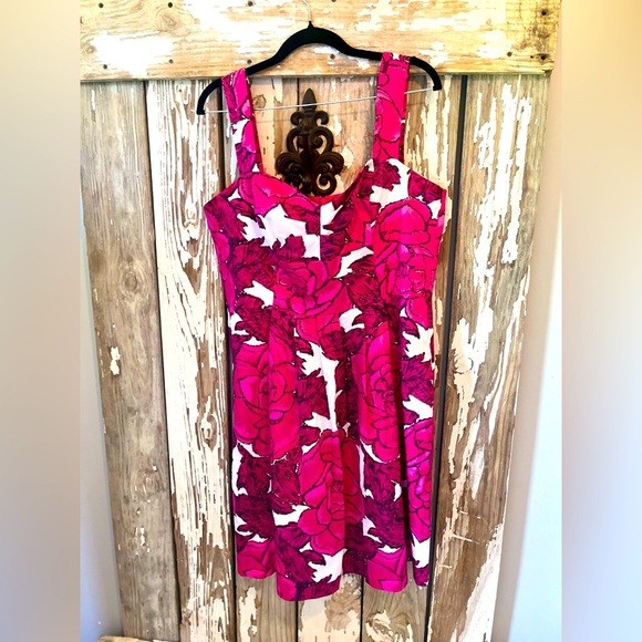 Donna Rocco Floral Dress size 14 Roses Pink with pockets - Picture 1 of 6